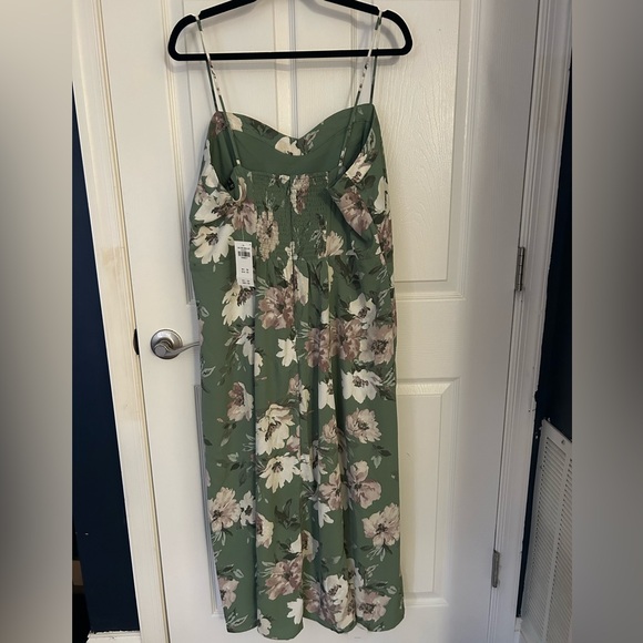 NWT Abercrombie & Fitch Camille Midi Dress in Green Floral - Petite - Picture 3 of 4